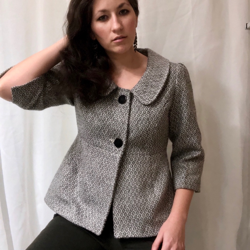 Bloomingdale Aqua metallic pattern buttoned blazer